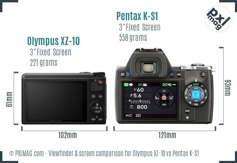 Olympus XZ-10 vs Pentax K-S1 Screen and Viewfinder comparison