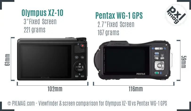 Olympus XZ-10 vs Pentax WG-1 GPS Screen and Viewfinder comparison Olympus XZ-10 vs Pentax WG-1 GPS Screen and Viewfinder comparison