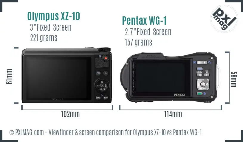 Olympus XZ-10 vs Pentax WG-1 Screen and Viewfinder comparison