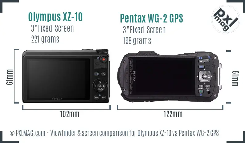 Olympus XZ-10 vs Pentax WG-2 GPS Screen and Viewfinder comparison