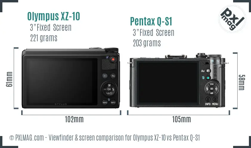 Olympus XZ-10 vs Pentax Q-S1 Screen and Viewfinder comparison