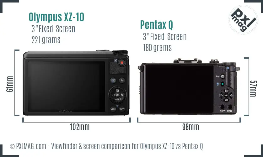 Olympus XZ-10 vs Pentax Q Screen and Viewfinder comparison