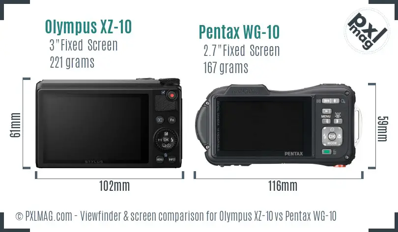 Olympus XZ-10 vs Pentax WG-10 Screen and Viewfinder comparison