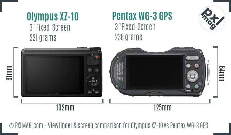 Olympus XZ-10 vs Pentax WG-3 GPS Screen and Viewfinder comparison