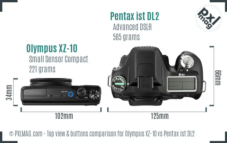 Olympus XZ-10 vs Pentax ist DL2 top view buttons comparison
