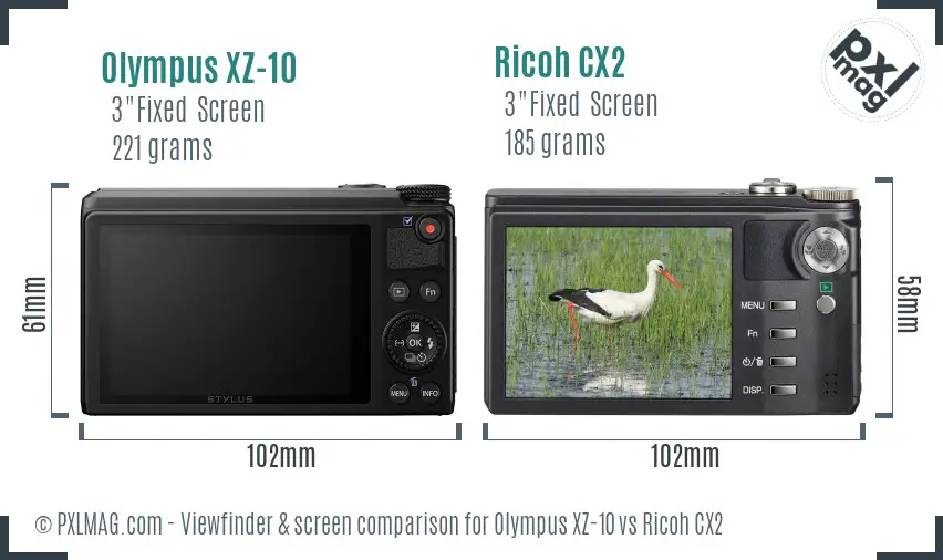 Olympus XZ-10 vs Ricoh CX2 Screen and Viewfinder comparison Olympus XZ-10 vs Ricoh CX2 Screen and Viewfinder comparison