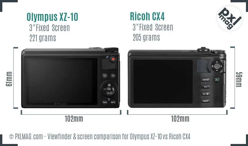 Olympus XZ-10 vs Ricoh CX4 Screen and Viewfinder comparison Olympus XZ-10 vs Ricoh CX4 Screen and Viewfinder comparison