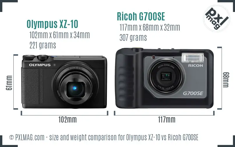 Olympus XZ-10 vs Ricoh G700SE size comparison