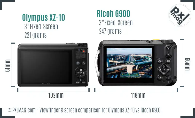 Olympus XZ-10 vs Ricoh G900 Screen and Viewfinder comparison
