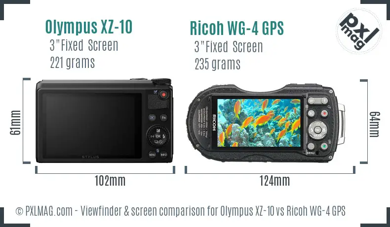 Olympus XZ-10 vs Ricoh WG-4 GPS Screen and Viewfinder comparison