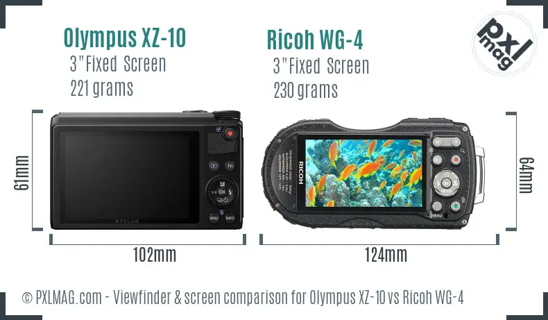 Olympus XZ-10 vs Ricoh WG-4 Screen and Viewfinder comparison
