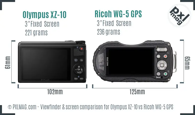 Olympus XZ-10 vs Ricoh WG-5 GPS Screen and Viewfinder comparison