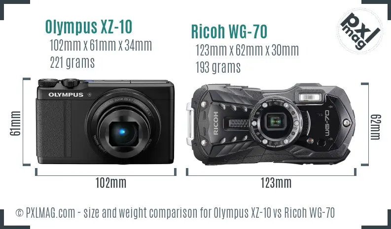 Size comparison: Olympus XZ-10 vs Ricoh WG-70
