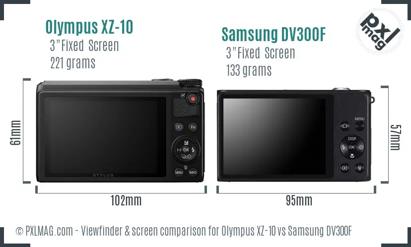 Olympus XZ-10 vs Samsung DV300F Screen and Viewfinder comparison Olympus XZ-10 vs Samsung DV300F Screen and Viewfinder comparison