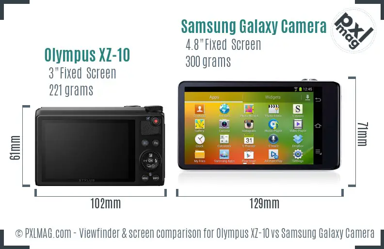 Olympus XZ-10 vs Samsung Galaxy Camera Screen and Viewfinder comparison Olympus XZ-10 vs Samsung Galaxy Camera Screen and Viewfinder comparison