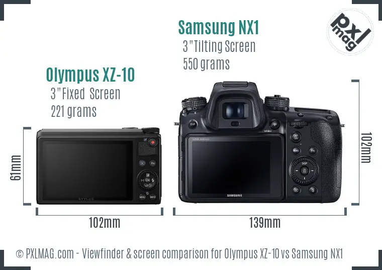 Olympus XZ-10 vs Samsung NX1 Screen and Viewfinder comparison