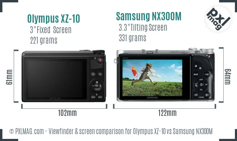 Olympus XZ-10 vs Samsung NX300M Screen and Viewfinder comparison