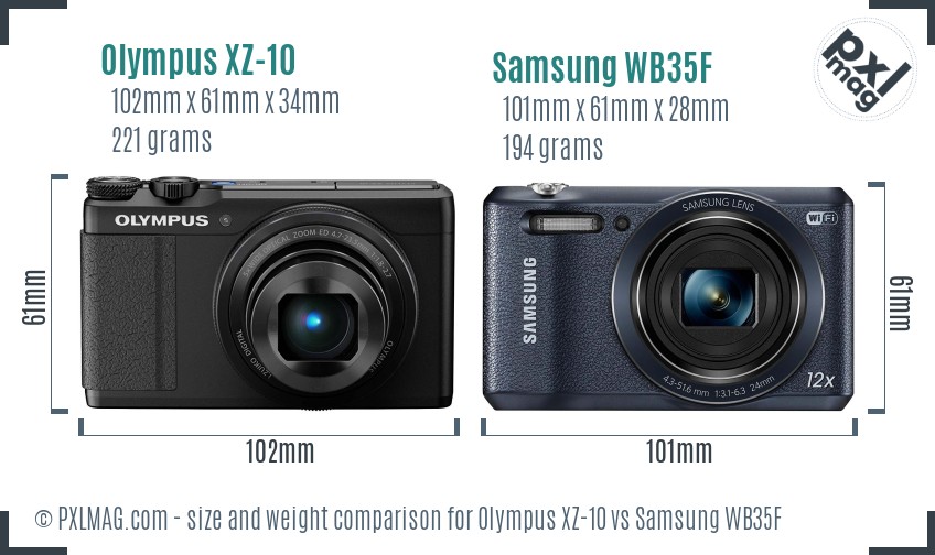 Olympus XZ-10 vs Samsung WB35F size comparison Olympus XZ-10 vs Samsung WB35F size comparison