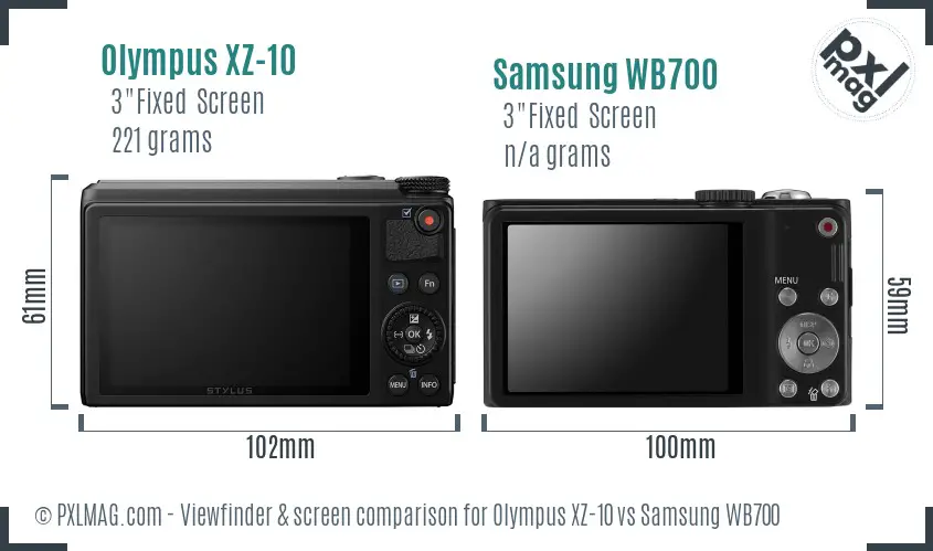 Olympus XZ-10 vs Samsung WB700 Screen and Viewfinder comparison
