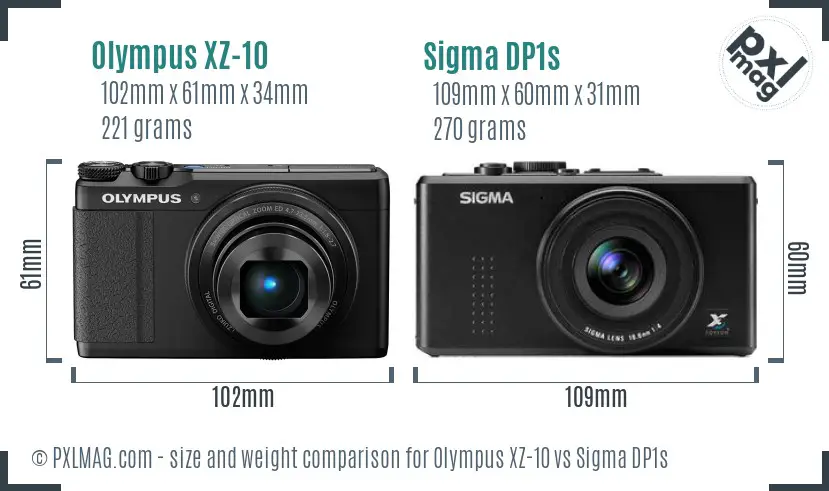 Olympus XZ-10 vs Sigma DP1s size comparison