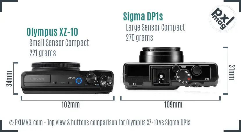 Olympus XZ-10 vs Sigma DP1s top view buttons comparison