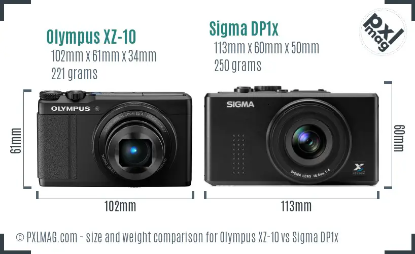 Olympus XZ-10 vs Sigma DP1x size comparison
