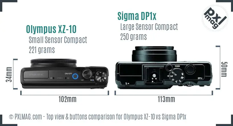 Olympus XZ-10 vs Sigma DP1x top view buttons comparison