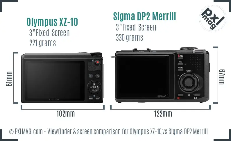 Olympus XZ-10 vs Sigma DP2 Merrill Screen and Viewfinder comparison