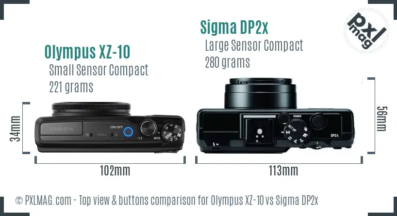 Olympus XZ-10 vs Sigma DP2x top view buttons comparison