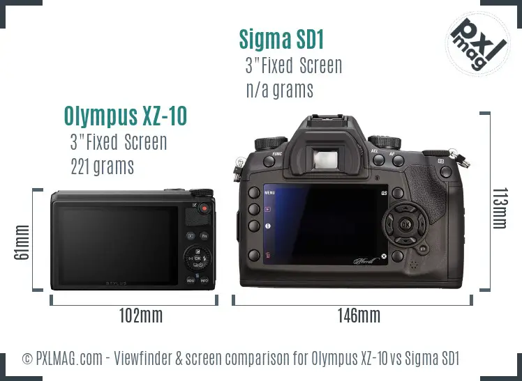 Olympus XZ-10 vs Sigma SD1 Screen and Viewfinder comparison