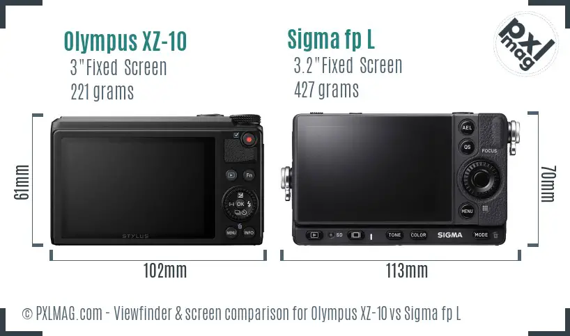 Olympus XZ-10 vs Sigma fp L Screen and Viewfinder comparison Olympus XZ-10 vs Sigma fp L Screen and Viewfinder comparison