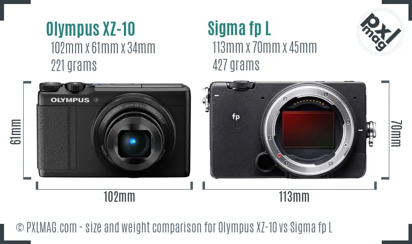 Olympus XZ-10 vs Sigma fp L size comparison Olympus XZ-10 vs Sigma fp L size comparison