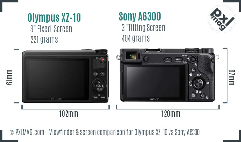 Olympus XZ-10 vs Sony A6300 Screen and Viewfinder comparison