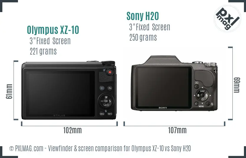 Olympus XZ-10 vs Sony H20 Screen and Viewfinder comparison
