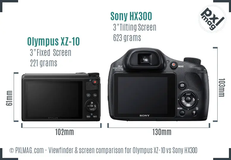 Olympus XZ-10 vs Sony HX300 Screen and Viewfinder comparison