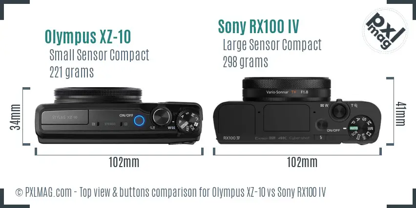 Olympus XZ-10 vs Sony RX100 IV top view buttons comparison