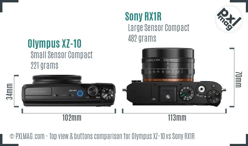Olympus XZ-10 vs Sony RX1R top view buttons comparison