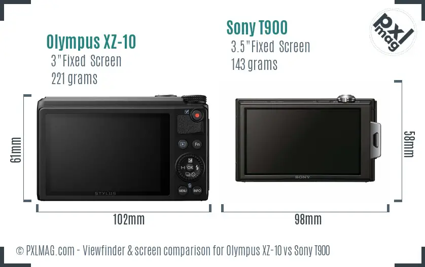 Olympus XZ-10 vs Sony T900 Screen and Viewfinder comparison