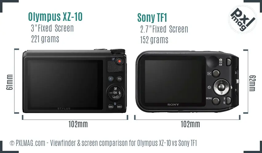 Olympus XZ-10 vs Sony TF1 Screen and Viewfinder comparison
