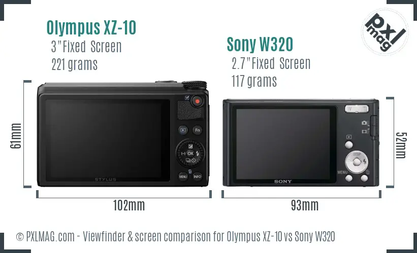 Olympus XZ-10 vs Sony W320 Screen and Viewfinder comparison Olympus XZ-10 vs Sony W320 Screen and Viewfinder comparison