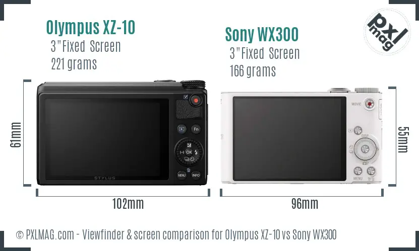 Olympus XZ-10 vs Sony WX300 Screen and Viewfinder comparison