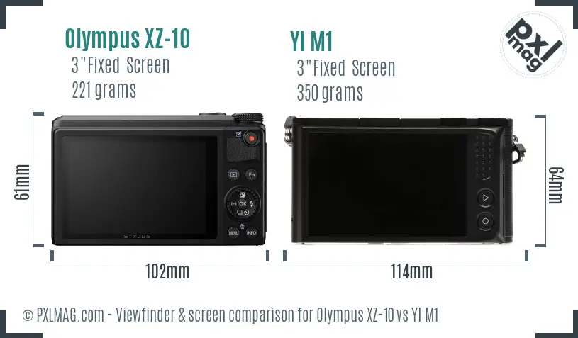 Olympus XZ-10 vs YI M1 Screen and Viewfinder comparison