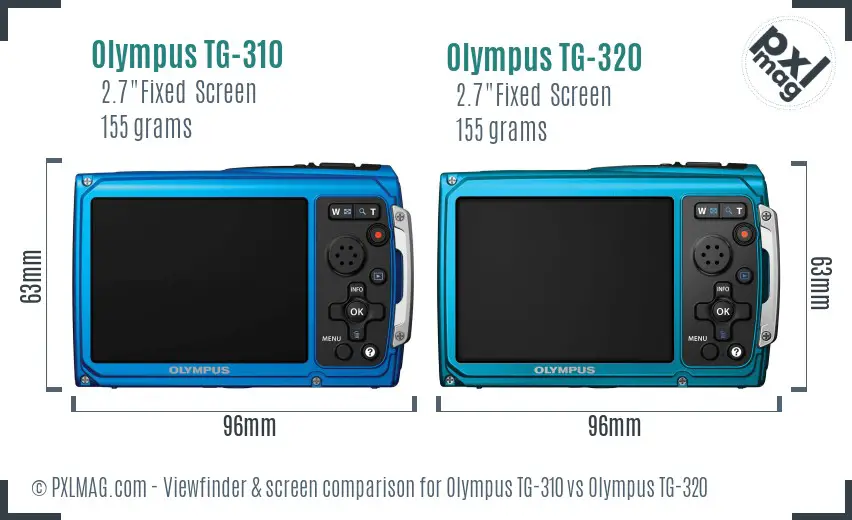 Olympus TG-310 vs Olympus TG-320 Screen and Viewfinder comparison