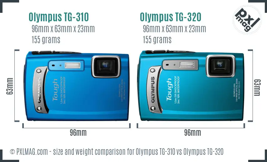Olympus TG-310 vs Olympus TG-320 size comparison