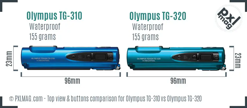 Olympus TG-310 vs Olympus TG-320 top view buttons comparison