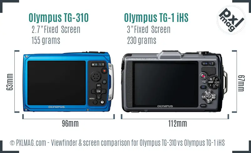 Olympus TG-310 vs Olympus TG-1 iHS Screen and Viewfinder comparison