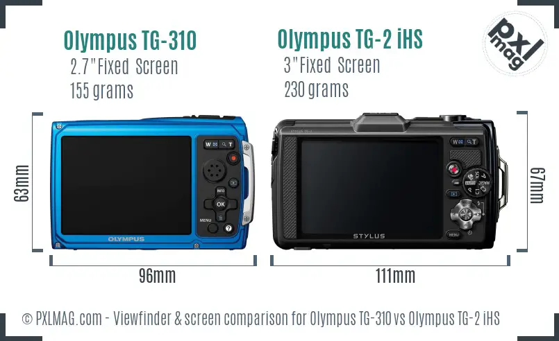 Olympus TG-310 vs Olympus TG-2 iHS Screen and Viewfinder comparison