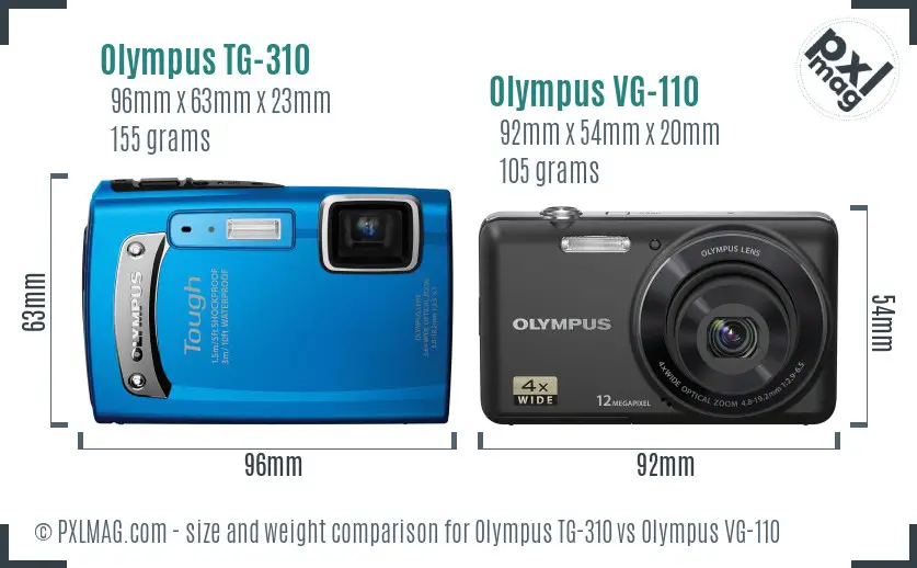 Olympus TG-310 vs Olympus VG-110 size comparison