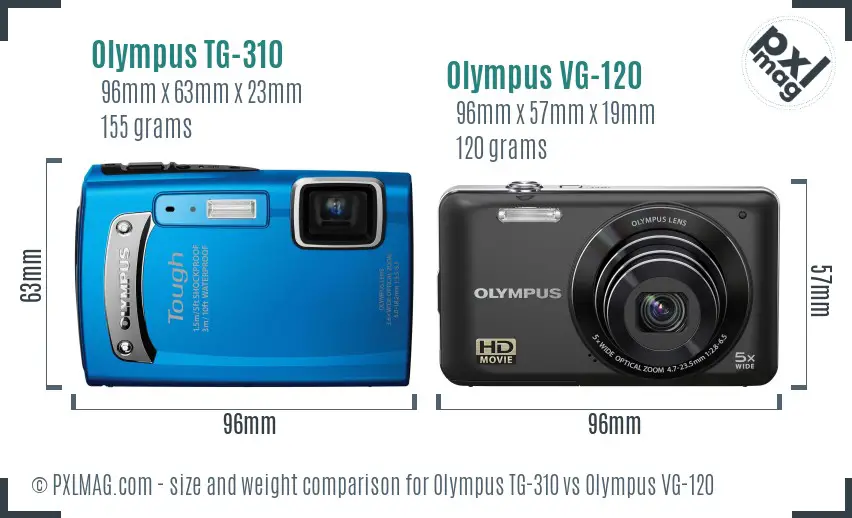 Olympus TG-310 vs Olympus VG-120 size comparison
