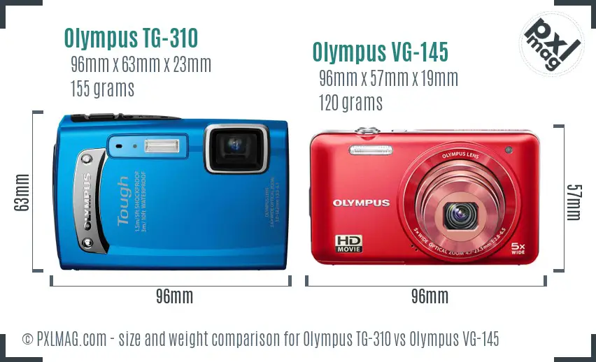 Olympus TG-310 vs Olympus VG-145 size comparison